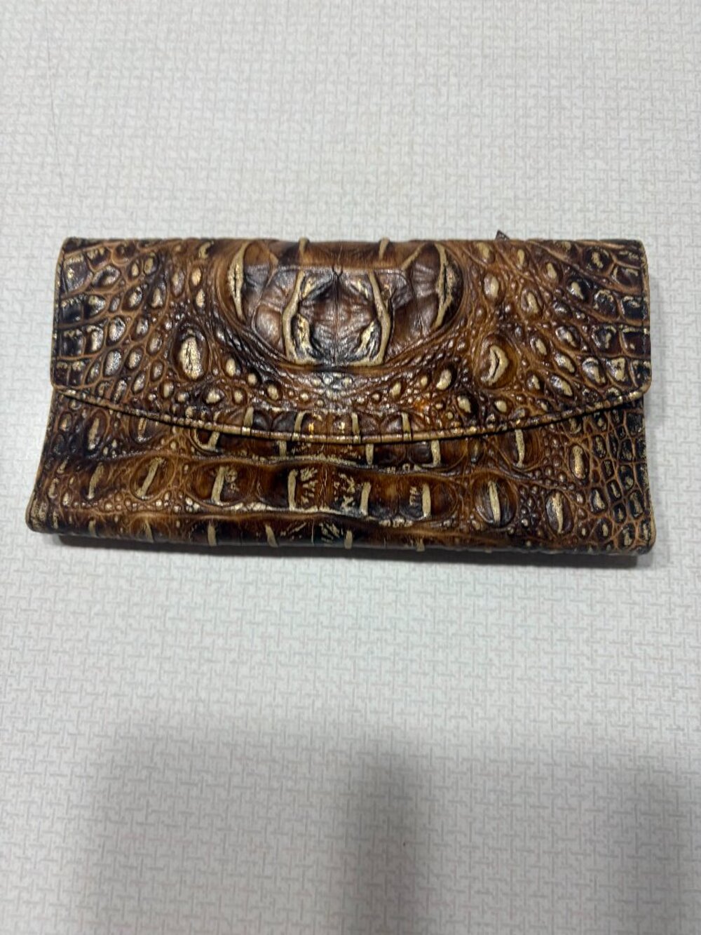 GUC Fiocchi Italian Croc Embossed Wallet in Multicolor Brown